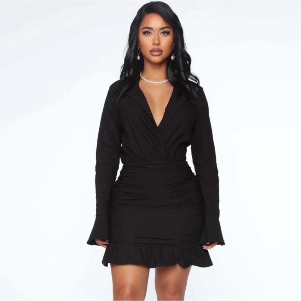 Fashion Nova Black Long Sleeve Dress